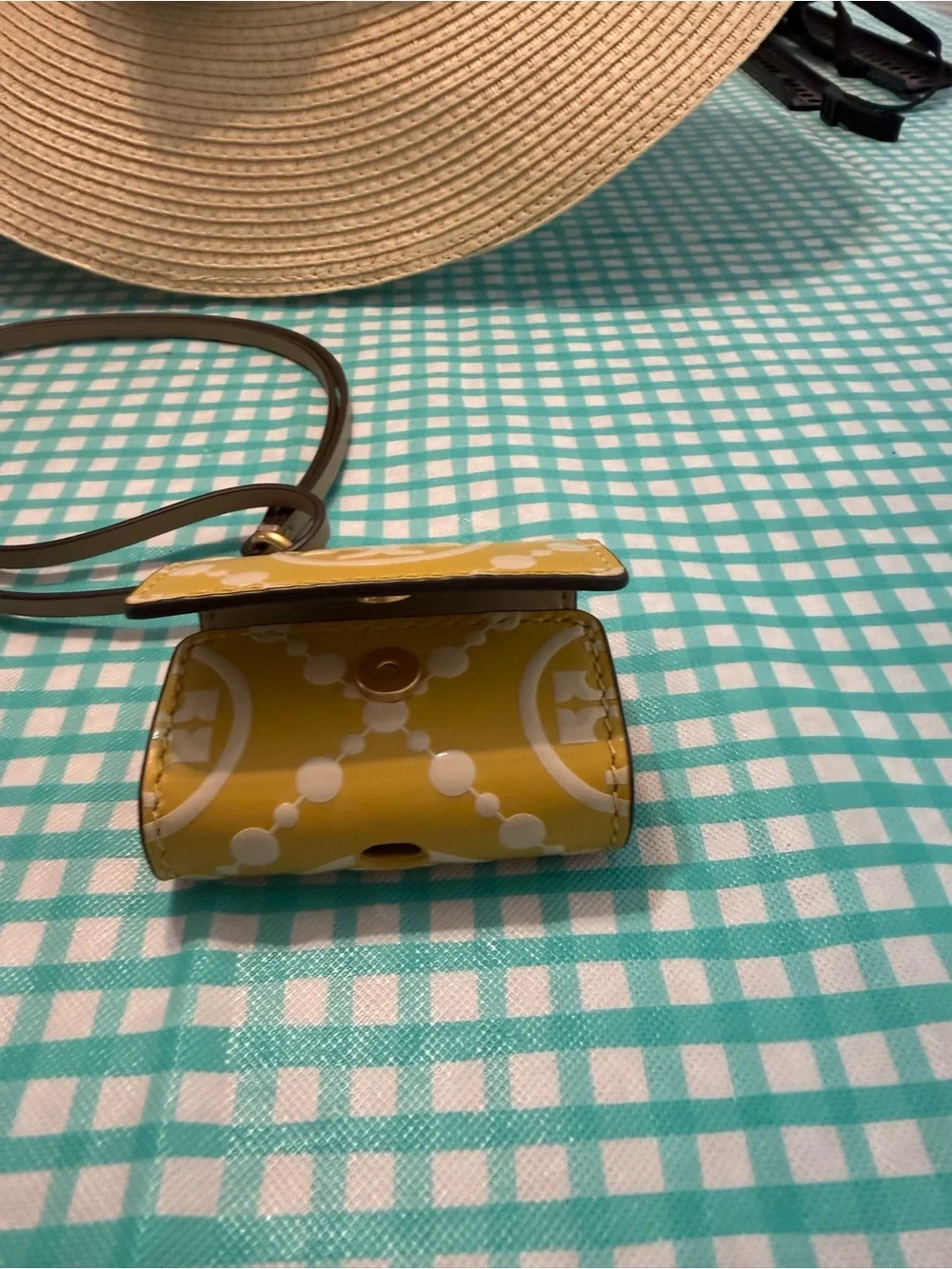 Tory Burch Yellow Logo Crossbody AirPods / Earbud Case